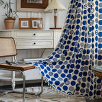 RetroDots: Blue Curtain with Polka Dot Pattern & Tassels – Decorative for Living Room & Bedroom