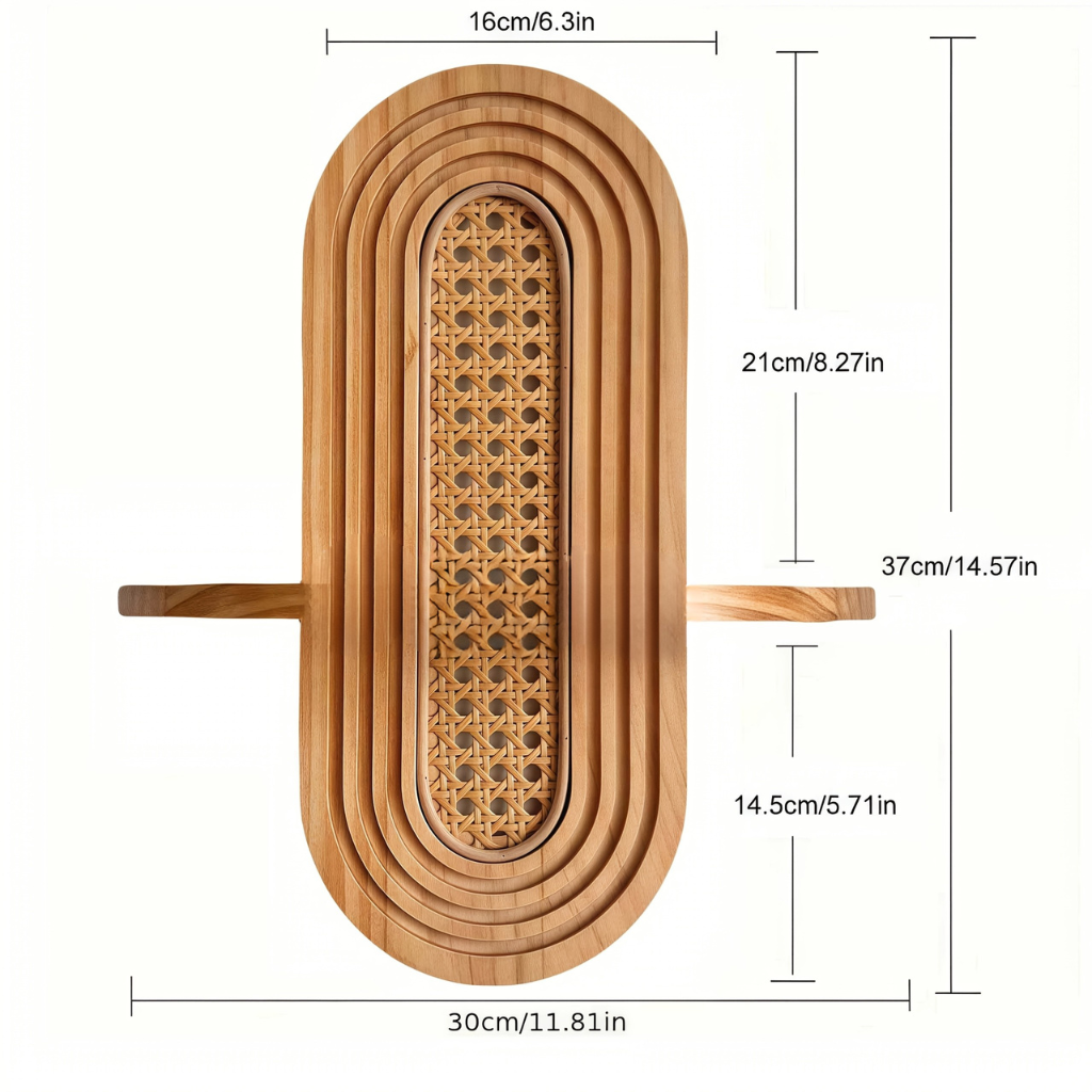 RetroRattan: Wooden Wall Shelf – Decorative, Floating & Stylish in Boho Design for Living Room & Bedroom