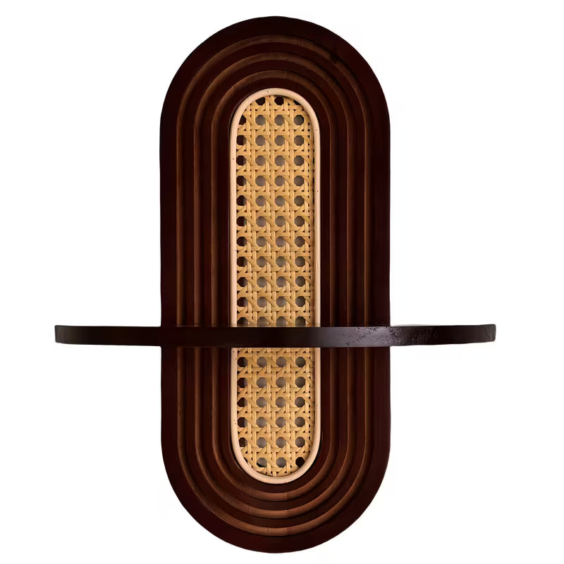 RetroRattan: Wooden Wall Shelf – Decorative, Floating & Stylish in Boho Design for Living Room & Bedroom