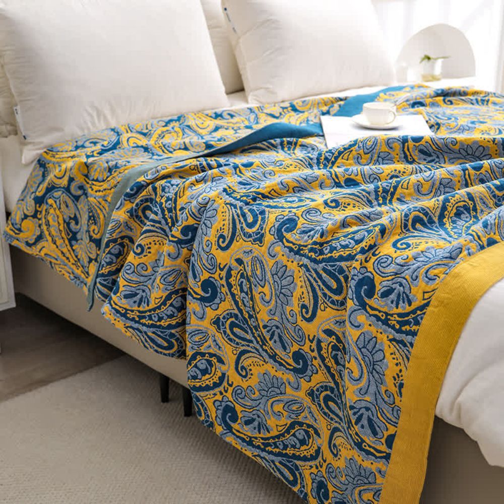 RetroSoleil: Cotton blankets made of cotton with a classic retro pattern & breathable lightness – for sofa & living area
