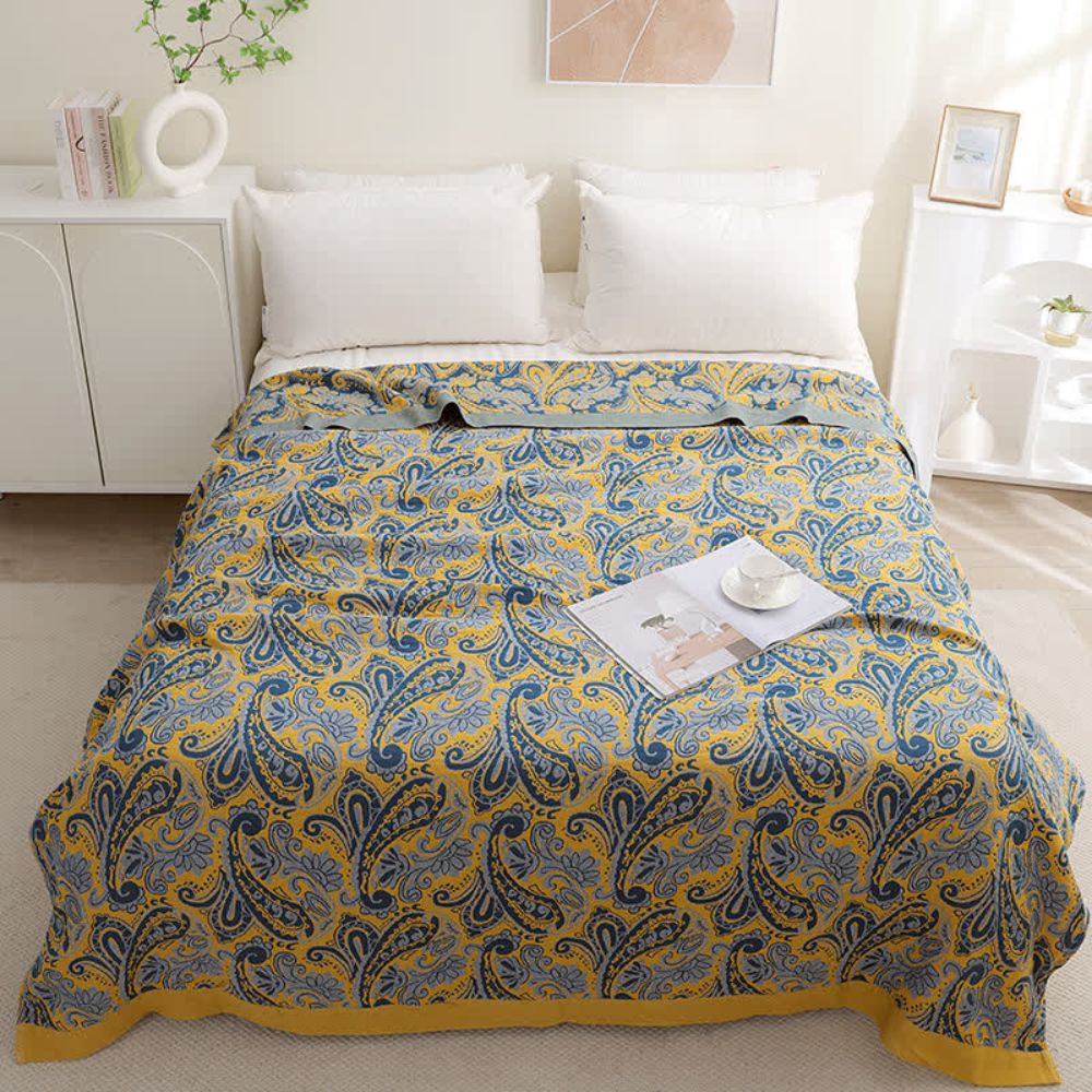 RetroSoleil: Cotton blankets made of cotton with a classic retro pattern & breathable lightness – for sofa & living area