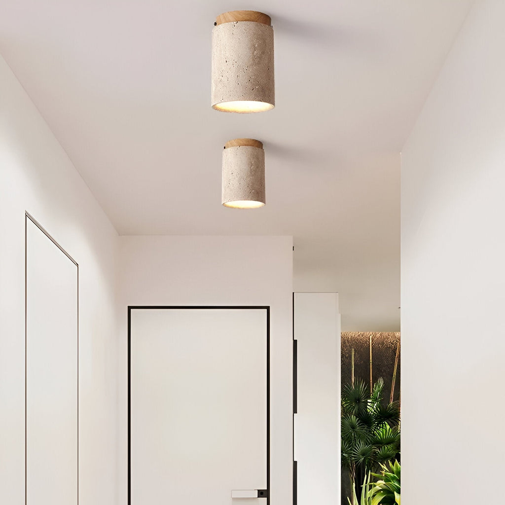 Elegant Travertine Cylinder LED Ceiling Spotlight 1-Light