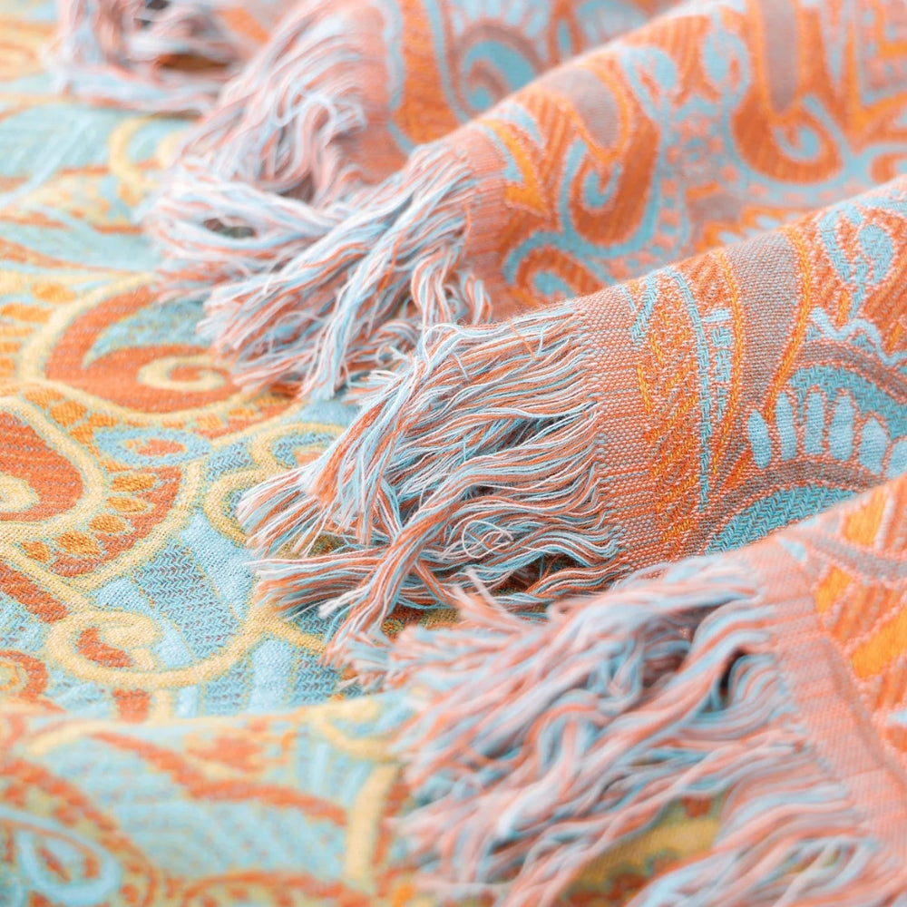 PaisleyLux: Reversible Cotton Blanket in Boho Design with Paisley Pattern – for Living Room & Bedroom
