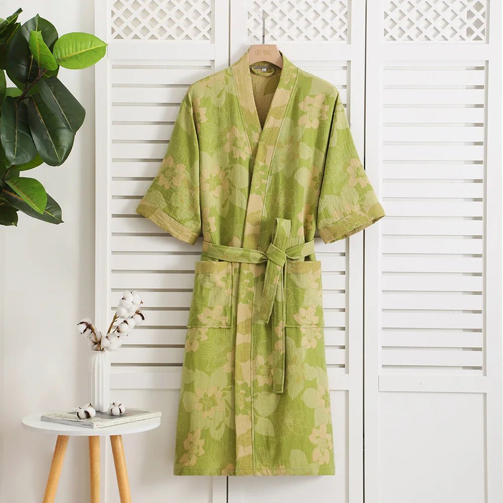 Reversible Kimono Bathrobe Organic Cotton Lightweight Soft Robe