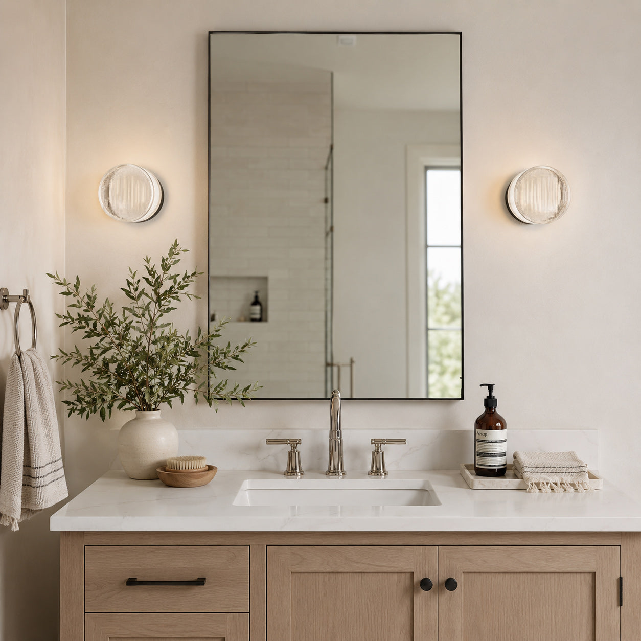Roc Ribbed Glass LED Wall Sconce