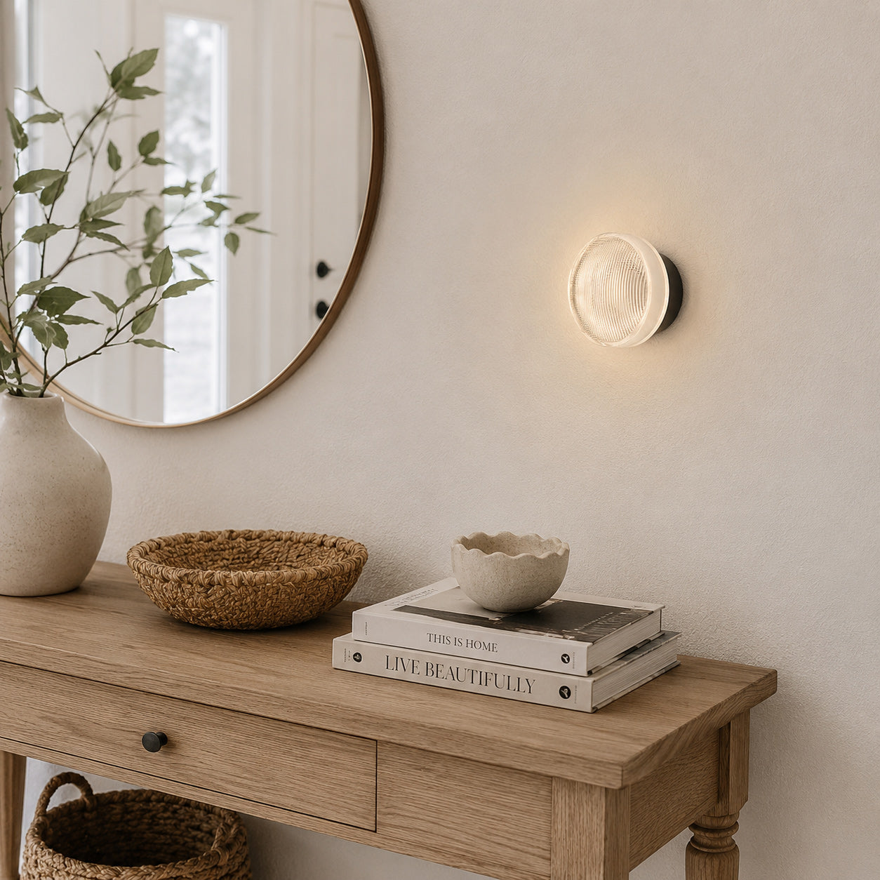 Roc Ribbed Glass LED Wall Sconce