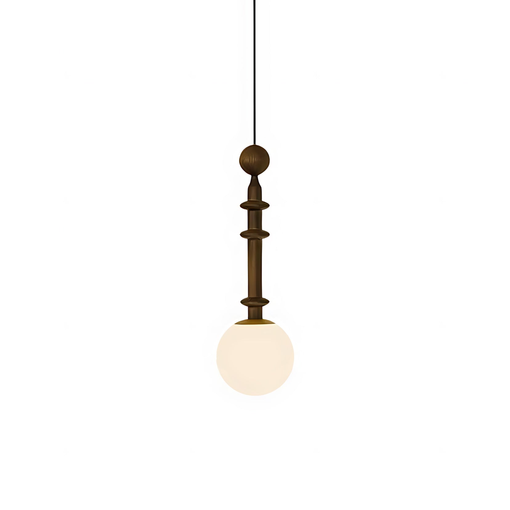 Roman Column Ash Wood & Glass Pendant