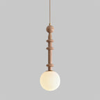 Roman Column Ash Wood & Glass Pendant