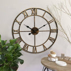 Roman Numeral Wall Clock, Metal Construction, Battery Powered