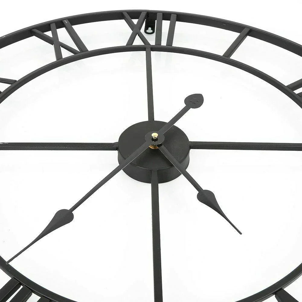 Roman Numeral Wall Clock, Metal Construction, Battery Powered