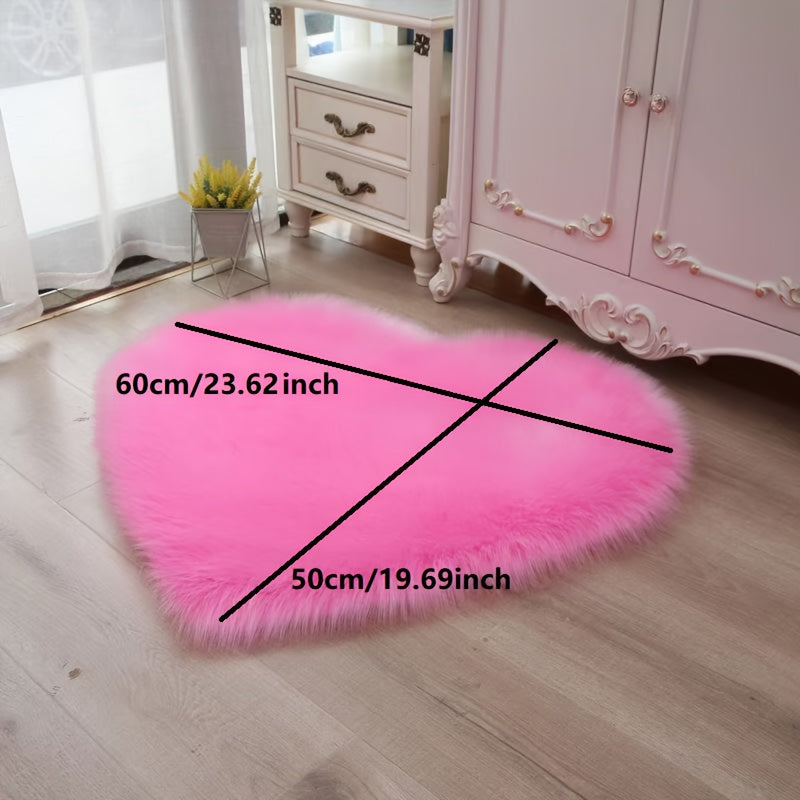 RomanticNest: Pink Fluffy Heart-Shaped Rug – Cozy for Bedroom, Living Room & Festive Decor