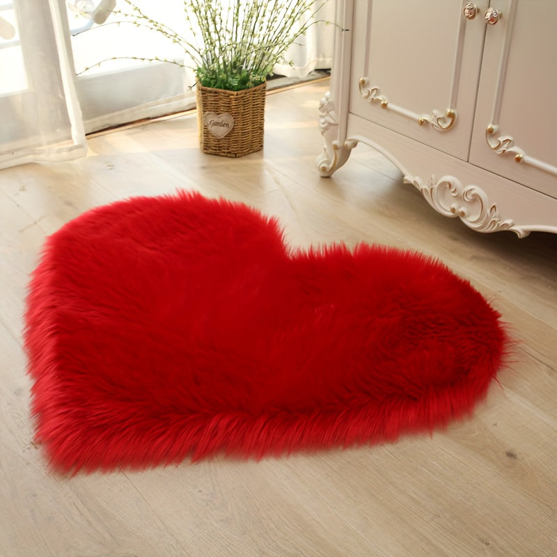 RomanticNest: Pink Fluffy Heart-Shaped Rug – Cozy for Bedroom, Living Room & Festive Decor