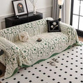 Rosalia: Sofa cover in embroidered floral pattern made of soft microfiber with decorative texture – for sofa & living room