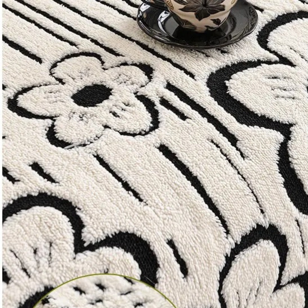 Rosalia: Sofa cover in embroidered floral pattern made of soft microfiber with decorative texture – for sofa & living room