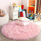 RoséDream: Round Pink Fluffy Rug – Decorative for Living Room, Bedroom & Christmas Decoration