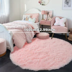 RoséDream: Round Pink Fluffy Rug – Decorative for Living Room, Bedroom & Christmas Decoration