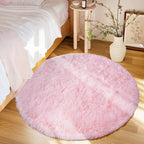 RoséDream: Round Pink Fluffy Rug – Decorative for Living Room, Bedroom & Christmas Decoration