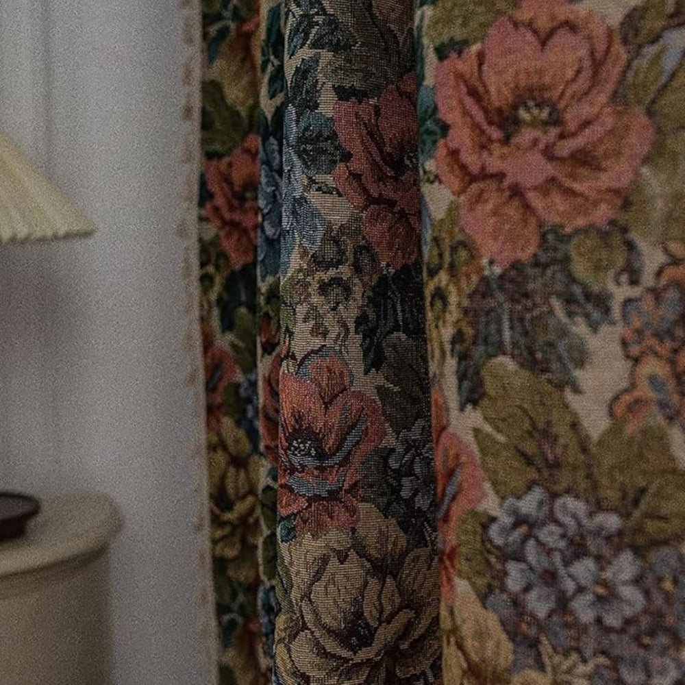 RosenErbe: Curtain in Jacquard Floral Pattern with Tassels – Decorative & Light Filtering for Living Room