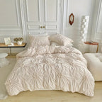 RosenMagic: Modern Duvet Cover Set – Comfortable, Durable & Decorative with Pleat and Flower Details