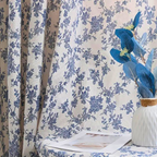 Rose Dream: Curtain with Floral Design in Blue – Elegant & Easy-Care for Living Areas