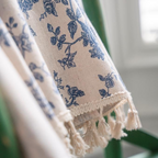 Rose Dream: Curtain with Floral Design in Blue – Elegant & Easy-Care for Living Areas