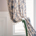 Rose Dream: Curtain with Floral Design in Blue – Elegant & Easy-Care for Living Areas