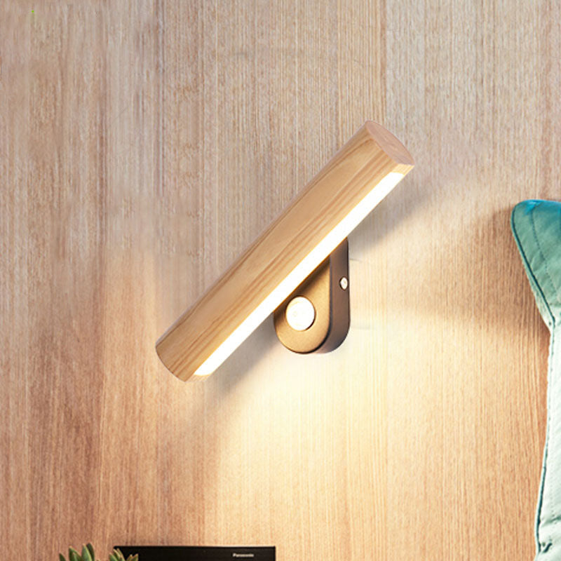 Rotatable LED Wall Sconce, Wood Finish, Dual Color Temperature, 2 Sizes