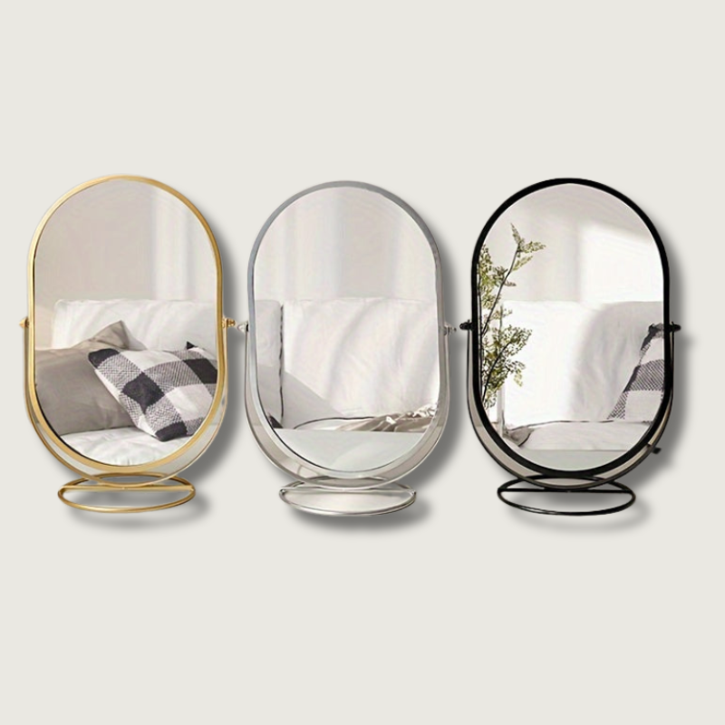 Vanity Mirror 360 Degree Rotation Iron Frame Tabletop Design