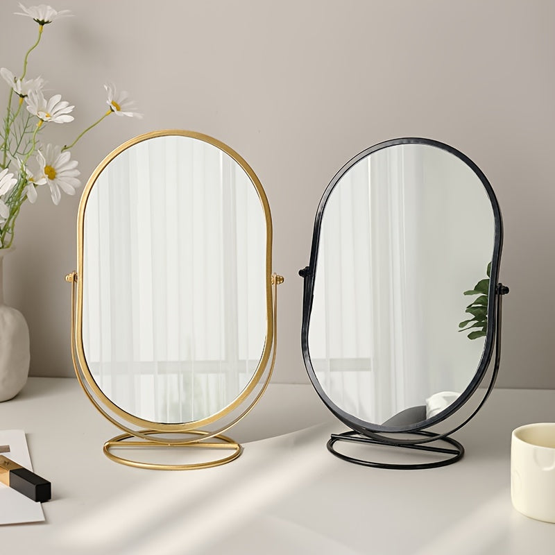 Vanity Mirror 360 Degree Rotation Iron Frame Tabletop Design
