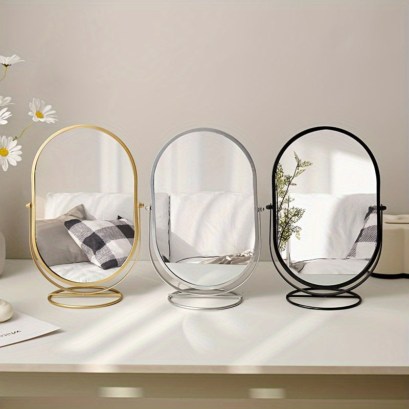 Vanity Mirror 360 Degree Rotation Iron Frame Tabletop Design
