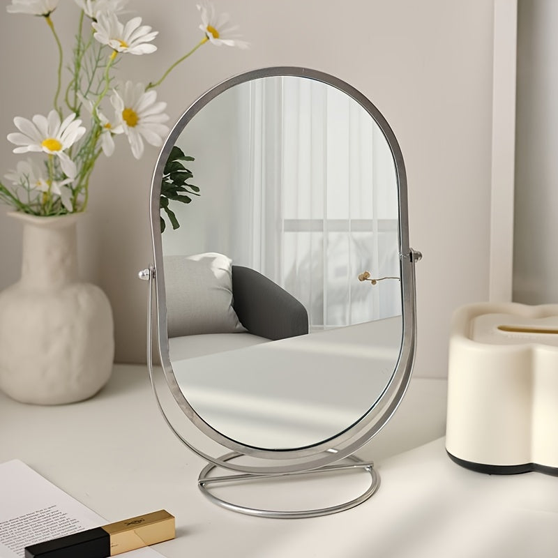 Vanity Mirror 360 Degree Rotation Iron Frame Tabletop Design