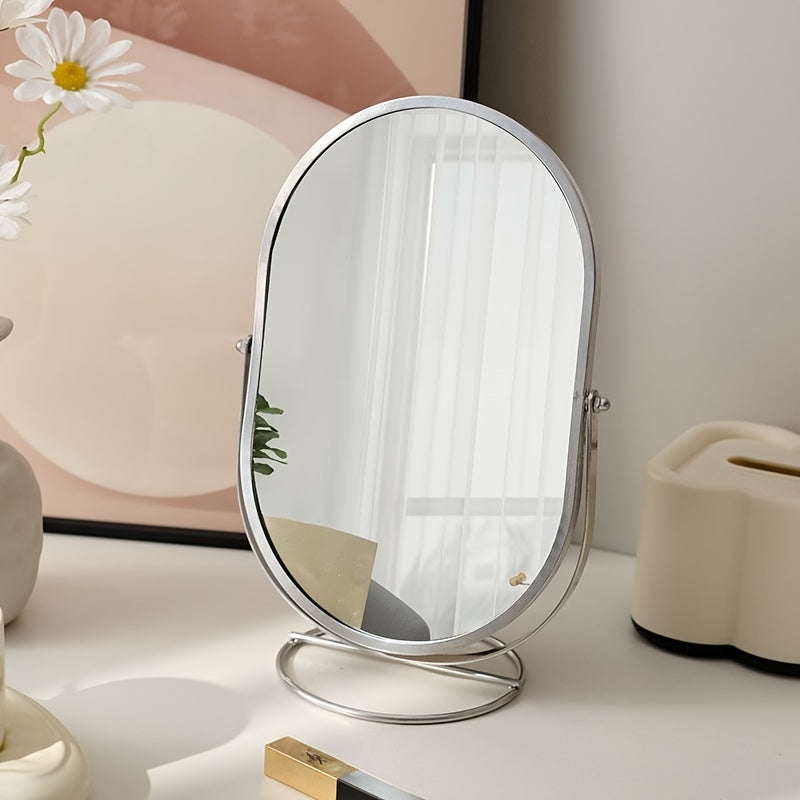 Vanity Mirror 360 Degree Rotation Iron Frame Tabletop Design