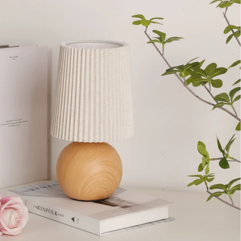 Table Lamp Fabric Shade Ceramic Base LED Cordless