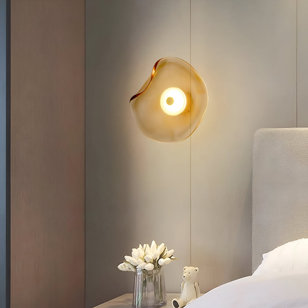 Nordic Curved Glass Japandi LED Wall Sconce 1-Light