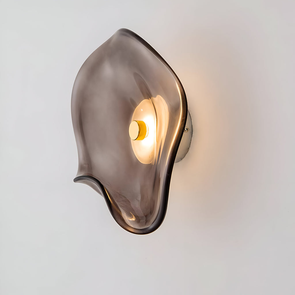 Nordic Curved Glass Japandi LED Wall Sconce 1-Light