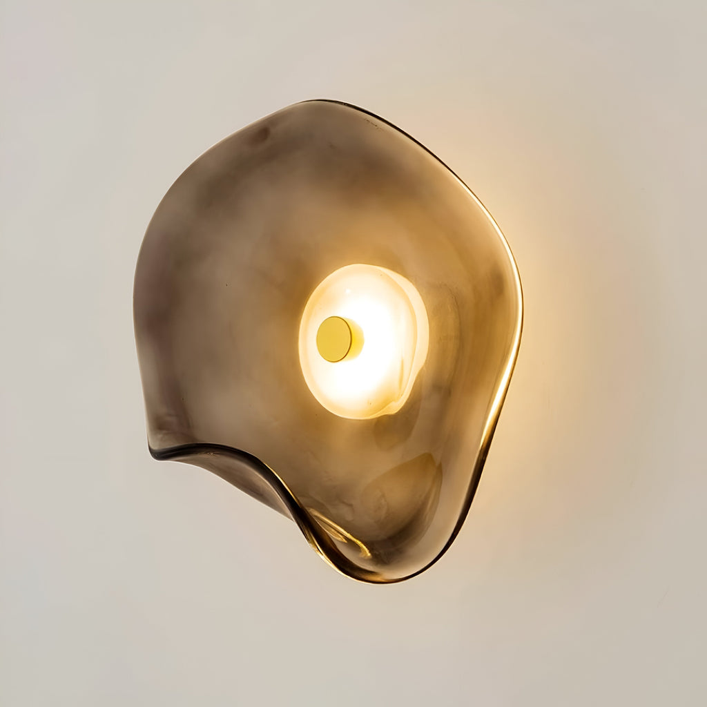 Nordic Curved Glass Japandi LED Wall Sconce 1-Light