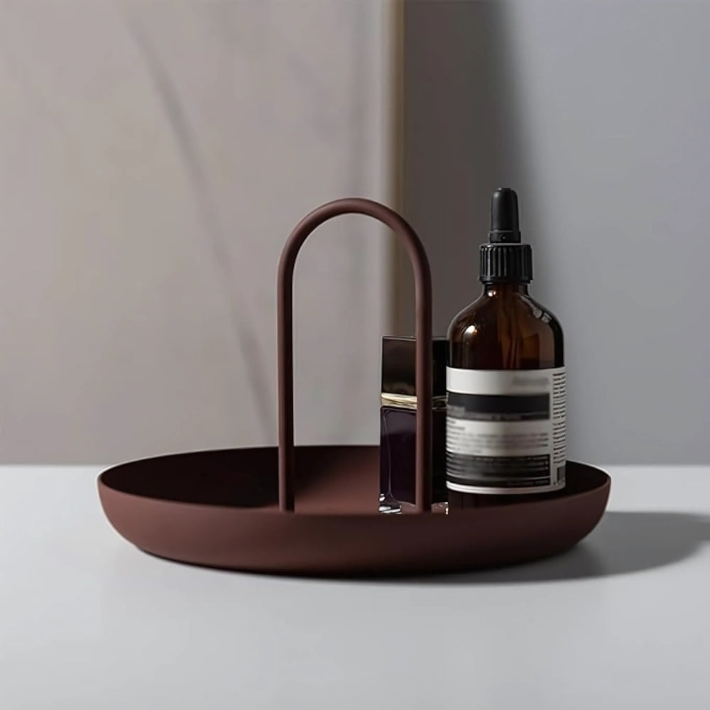 Storage Tray Round Organizer with Removable Handle for Jewelry Makeup and Accessories