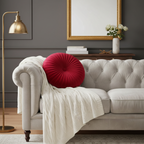 Round Velvet Cushion Velvet Upholstery Satin Red