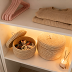 Storage Basket Round Jute Cotton Weave with Lid