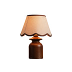 Rowan Scalloped Linen & Walnut Table Lamp