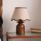 Rowan Scalloped Linen & Walnut Table Lamp
