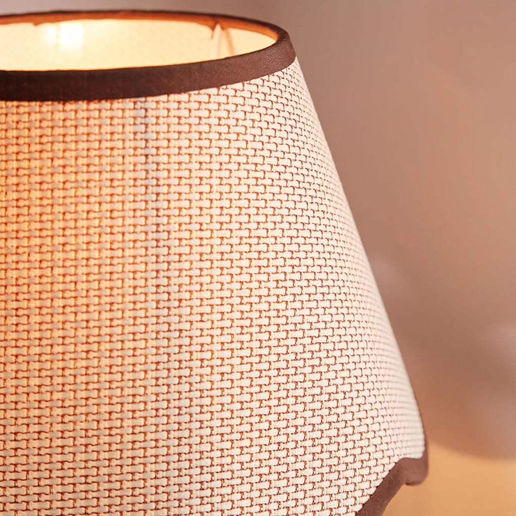 Rowan Scalloped Linen & Walnut Table Lamp
