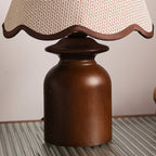 Rowan Scalloped Linen & Walnut Table Lamp