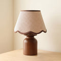 Rowan Scalloped Linen & Walnut Table Lamp