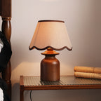 Rowan Scalloped Linen & Walnut Table Lamp