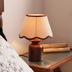 Rowan Scalloped Linen & Walnut Table Lamp