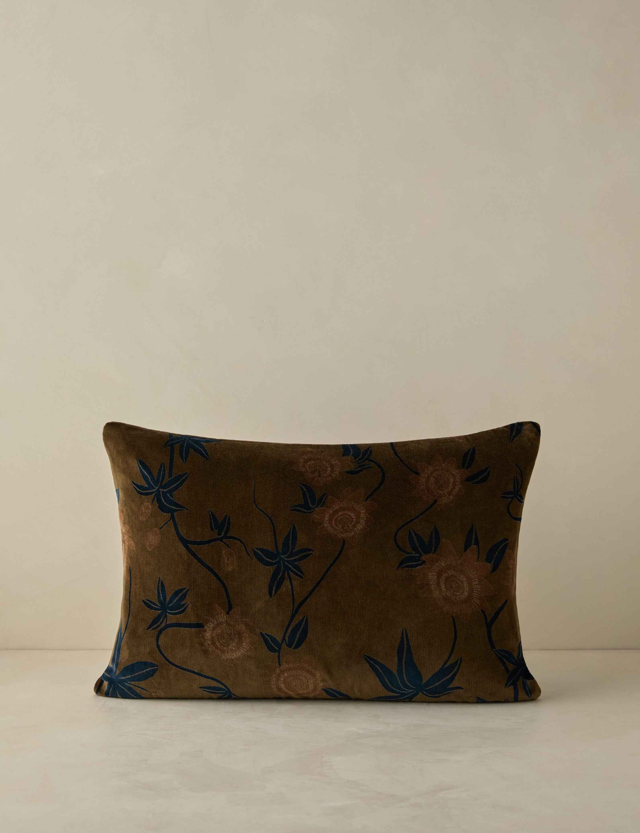Riva Velvet Pillow | Floral Print, Rich Palette