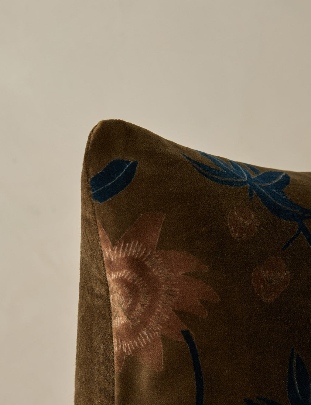 Riva Velvet Pillow | Floral Print, Rich Palette