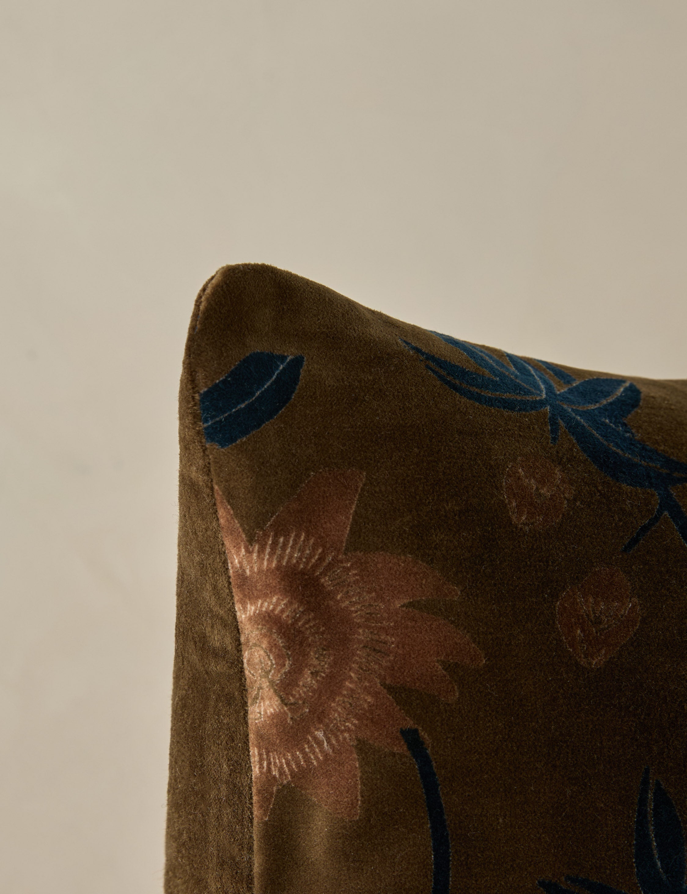 Riva Velvet Pillow | Floral Print, Rich Palette