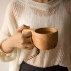 Mug Natural Rubberwood Hand Polished Wooden Drinkware Cup